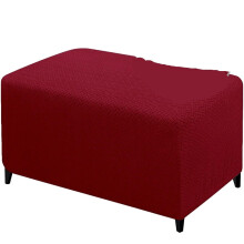 2pcs Spandex Bench Slipcovers Rectangle Footstool Protector Covers Stretch Fabric For Living Room Wine Red XL