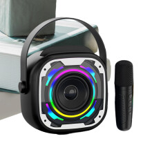 Karaoke and Microphone for Events, Children's Karaoke Machines with MIC, PA Systems, Outdoor Boombox, Music Amplifier with Handle and RGB Lights black
