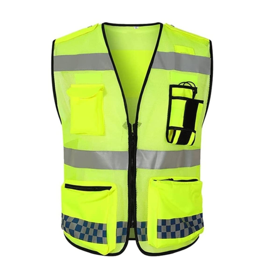Reflective Safety Vest Green L, Visibility Work Vest With 360 Reflective Strips And Zipper Pocket 9070919385926