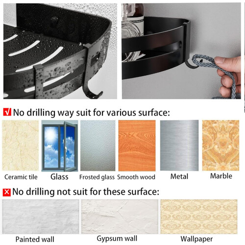 Compact Corner Bathroom Organizer, Space Aluminum Ensures Rustproof Durability, High Adhesion Secure Mounting Without Drilling, Stylish And Functional 2