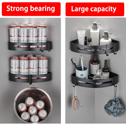 Compact Corner Bathroom Organizer, Space Aluminum Ensures Rustproof Durability, High Adhesion Secure Mounting Without Drilling, Stylish And Functional 1