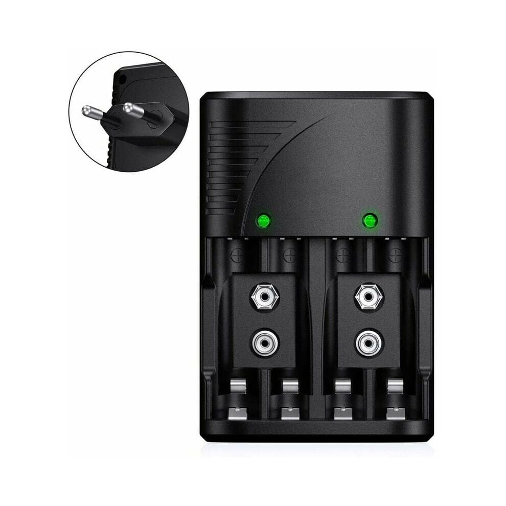 Battery Charger For Aa Aaa 9V, Smart Rapid Charger Multiple Function Ni-Mh Rechargeable Batteries, Worldwide Usage, Overcurrent Protection, Led 9128293339032