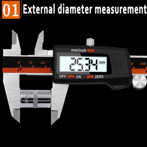 Digital Caliper for Multifunctional Use, Inch Metric Conversion with Large LCD Display, Precision Measuring Tool with Locking Screw, Ideal for 2
