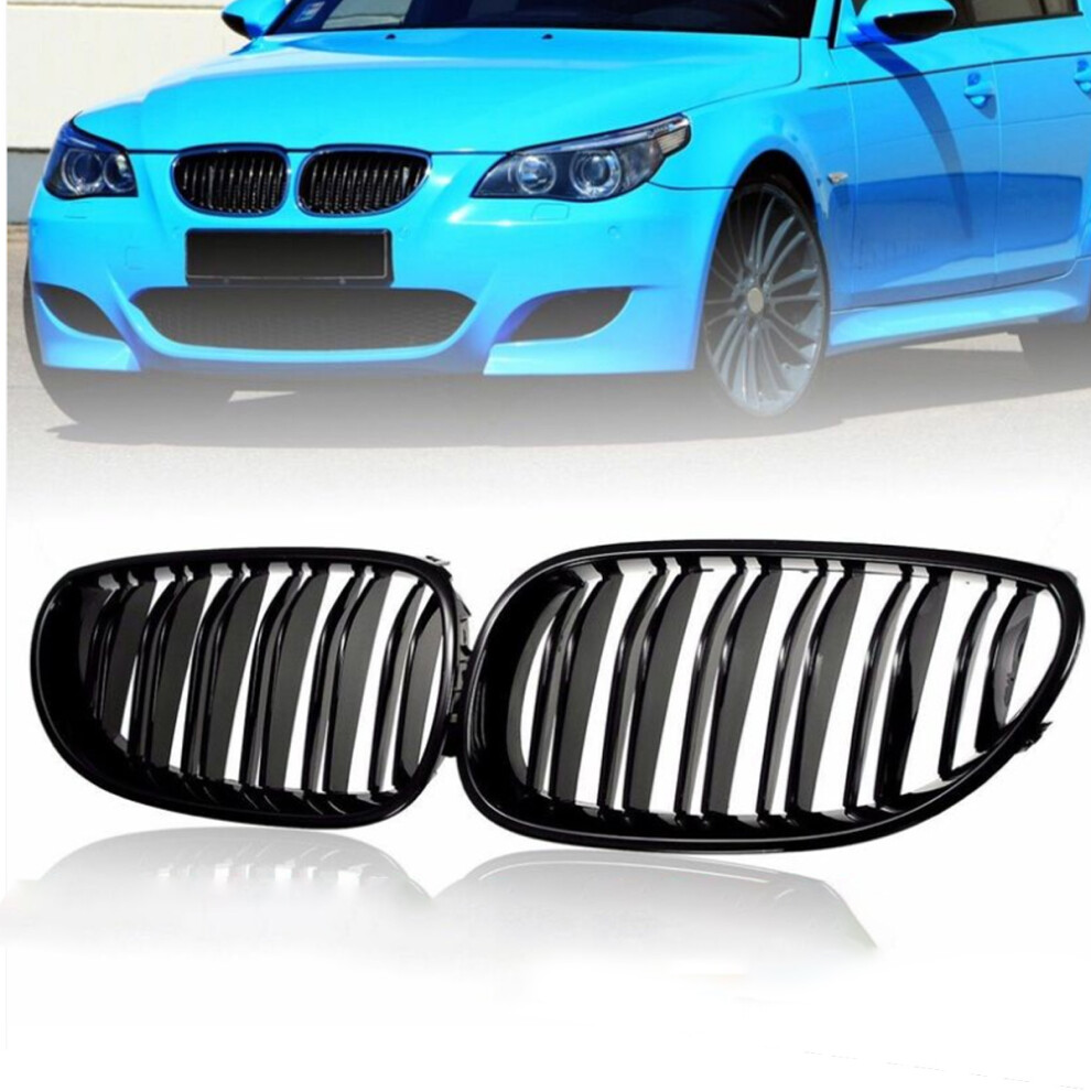 Carbon Fiber Look Reinforced Composite Front Kidney Grille, Enhances Airflow For Improved Performance On Bmw 5 Series E60 E61 03-09 Saloon Including 9173940448841