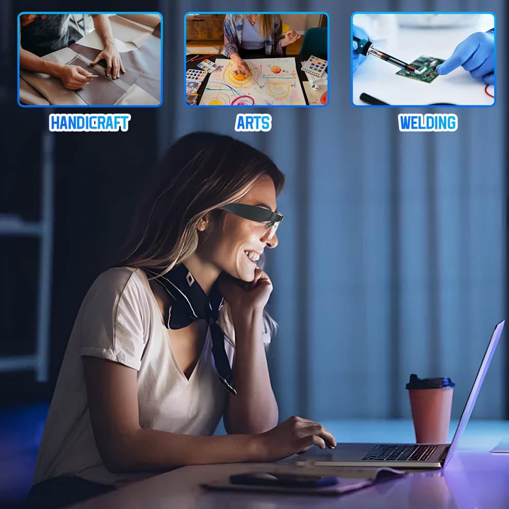 Light Hands-Free Magnification Lenses, Ergonomic Glasses Frame Led Magnifier Eyeglasses For Reading, Painting, Sewing, Arts And Crafts