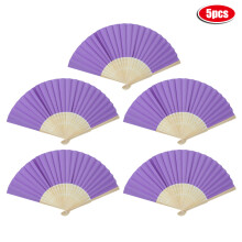 DIY Painting Hand Fans, Folding Paper Fans With Non-Slip Bamboo Handles For Performance, Stage Show, Household Decoration, 5pcs