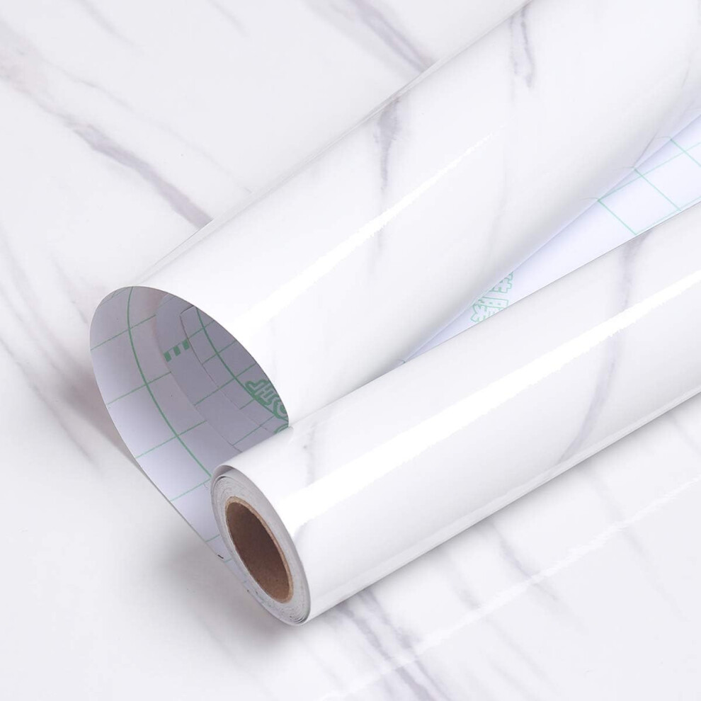 Refreshing White Marble Contact Paper Peel And Stick, Durable Pvc Countertop Covers For Kitchen Cabinet Renovation, Waterproof Self Adhesive Wallpaper 9775230080269