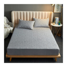 Quilted Mattress Cover Waterproof Protector with Elastic Fit, Color C, Includes 2 Pillowcases, Twin Size