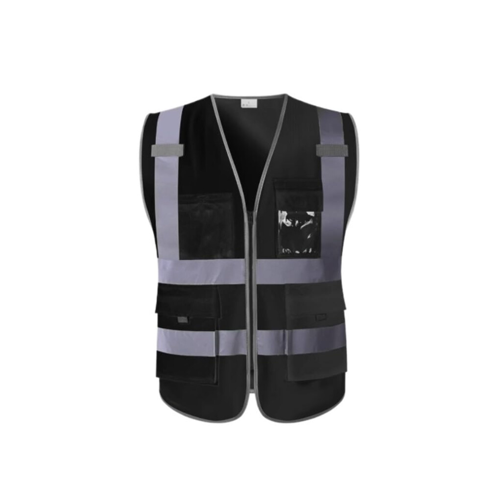 Hivis Vest, Summer Reflective Vest Construction Reflective Clothing Traffic Vest Reflective Vest Blackl 9365049834988