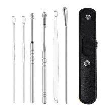 Newwyt Ear Wax Remover Professional Ear Cleaner 360 Spiral Ear Massage Cleaning Tool Comfortable Earwax Removal Kit Stainless Steel Bk