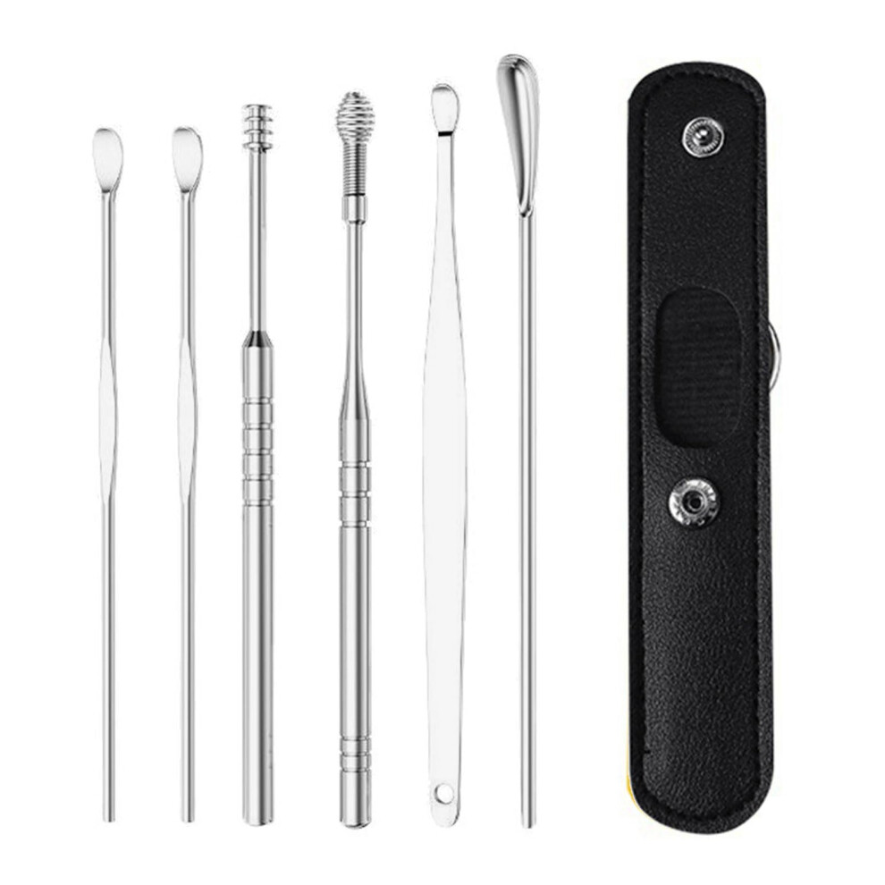 Newwyt Ear Wax Remover Professional Ear Cleaner 360 Spiral Ear Massage Cleaning Tool Comfortable Earwax Removal Kit Stainless Steel Bk