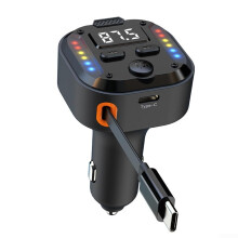 Vehicle Charging Extension Cable, For QC3 0 and PD30W Fast Charging, 70CM Length, Dual Output for Front and Rear Seats