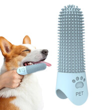 Dog tooth cleaning brush – Silicone dog toothbrush set, pet care accessory, gentle tooth cleaner in blue, 1 piece.