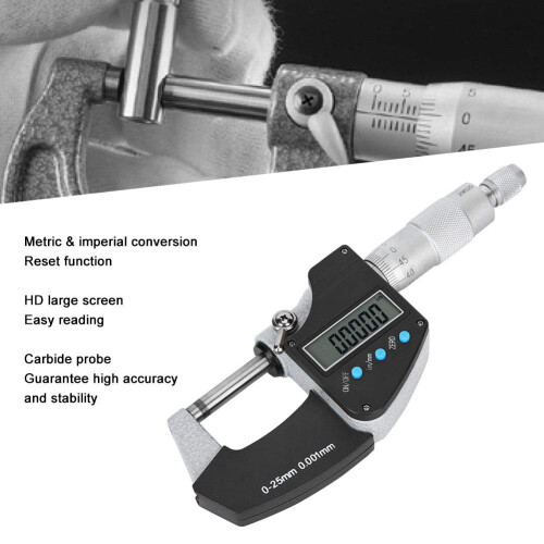 Portable Micrometer Digital Electronic Precision Measurement Tool Large Screen Imperial Units For Professional Use 2