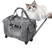 Travel Bag for Dogs Small Dog/Cat Carrier With Wheels Airline Approved Pet Carrier Safety Zipper Portable Trolley