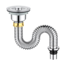 Stainless Steel Kitchen Sink Strainer with Stopper and Flexible Odor Drain Pipe Ref: 7224