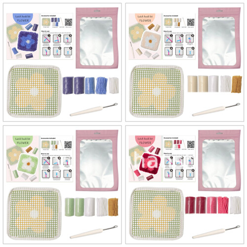 Latched Hook Kits Flower Coaster Crochet Kits-Light Green 1