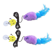 Jouet interactif pour chats, souris avec corde élastique,-Violet