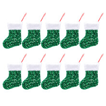Traditional Hanging Christmas Stockings Festival Sequins-Green