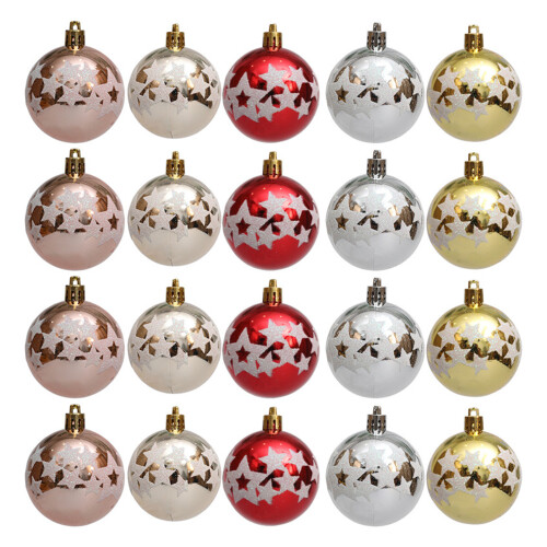 Beautiful Star Patterned Sphere Tree Baubles Festival-Gold 1