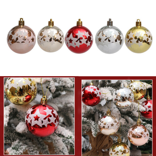 Beautiful Star Patterned Sphere Tree Baubles Festival-Gold 2