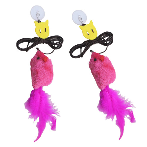 Souris suspendue élastique pour chats, 2 pièces, son-Rose