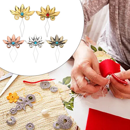 Chinese Styles Needle Threader Flower-Silver with blue dia 2