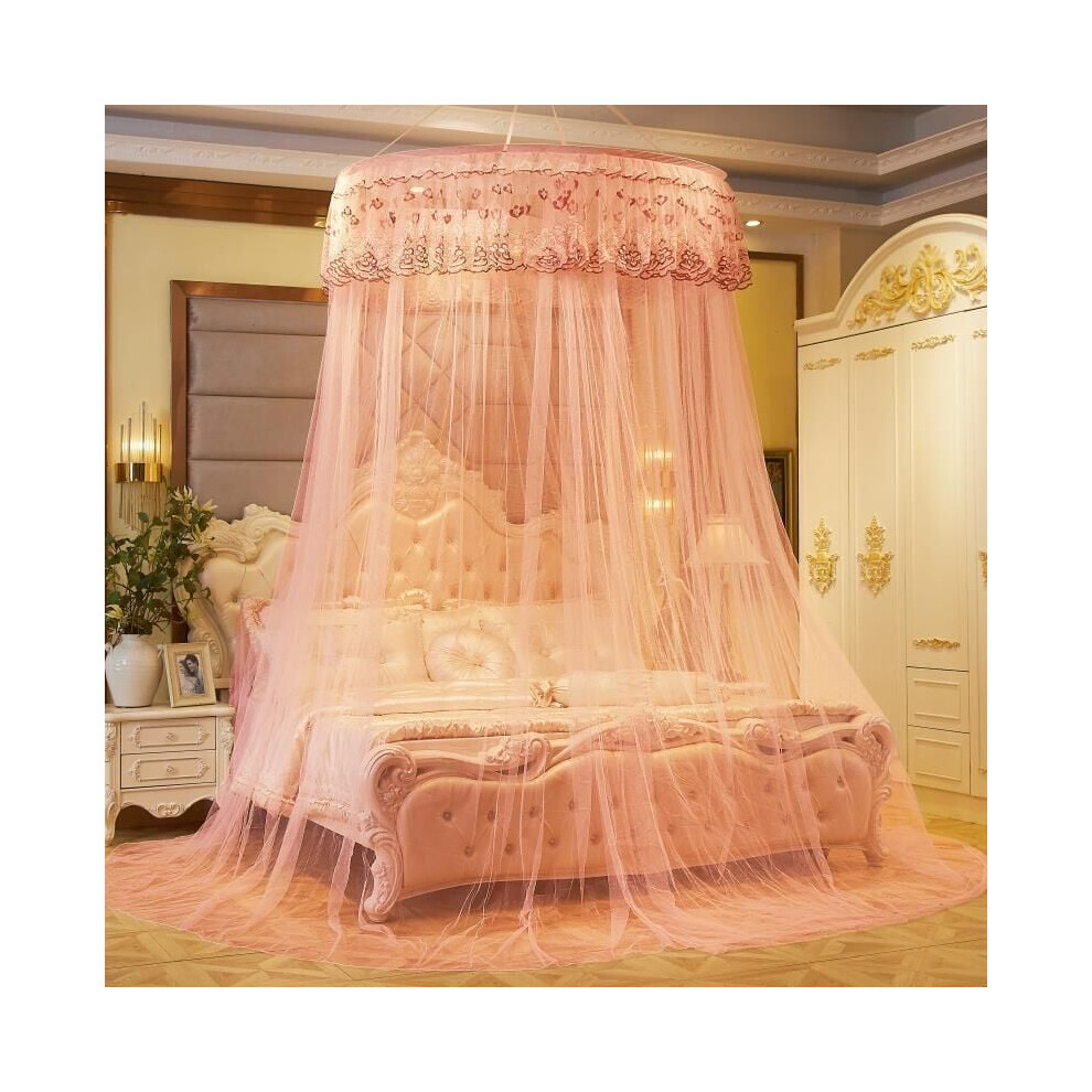 Princess Elegant Lace, Dream Princess Design Dome Bedding Net with Sheer Mesh Bed Curtains, Bed Canopy Mosquito Net for Air Circulation, Soft Comfort