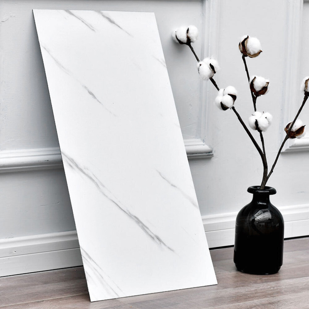 Thicker And Rigid Tiles, Peel And Stick Backsplash, Marble Peel And Stick Wallpaper For Interior Decoration, Self Adhesive Faux Stone White Subway Til 9775230173084