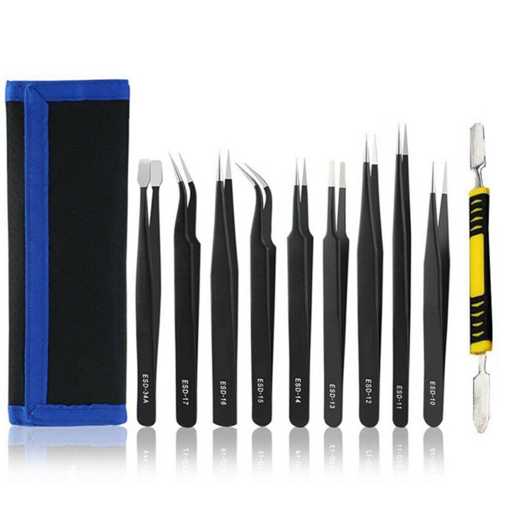Non Magnetic Precision Tweezers Set, Anti Static Stainless Steel ESD Safe Tools for Laboratory and Craft, Corrosion Resistant Acid Proof with