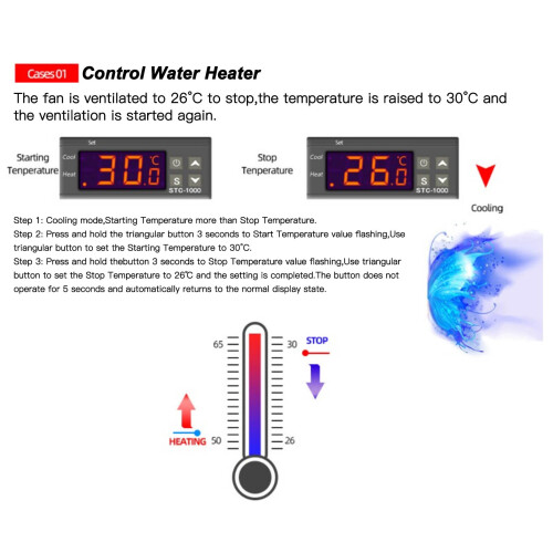 Digital Temperature Controller for Aquarium and Breeding Box, Cooling and Heating Temperature Controller with Adjustable Temperature Setting, Digital 2