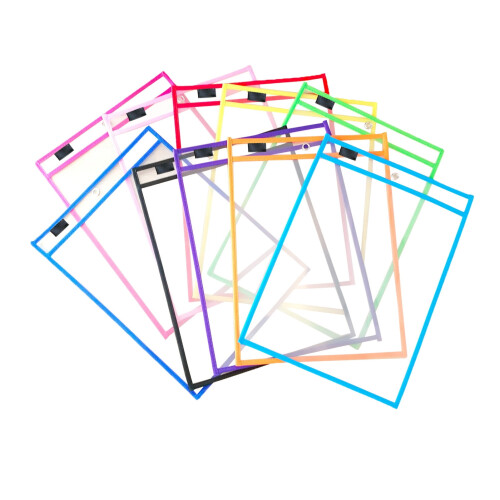 Pastas de plástico transparente reutilizáveis para escrita e apagamento a seco, tamanho 25,4 x 35,6 cm (10 x 14 polegadas), ideais para sala de