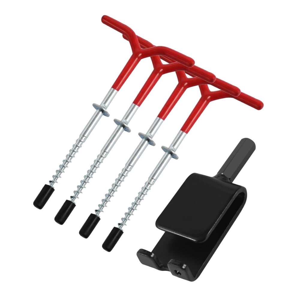 Ice Shanty Anchors For Winter Use, Ice Shanty Anchors Reusable Metal Ground Nails With Power Drill Adapter For Fast Ice Shelter Setup, Portable Ice 9358999845067