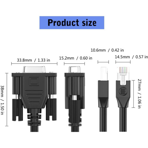 Networking Debugging Cable RJ45 To DB9 Serial Port Extension Cable DB9 Male Head 2m 2