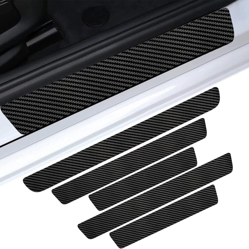 Car Sill Protectors Sticker Carbon Fiber Protectors Strips 5 Pcs Antiscratch For Bumper Trunk Kick Plates 9189345011009