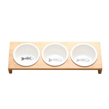 Cat Food Bowl Set of 3 Ceramic Pet Bowls with Stand, SpillResistant Elevated Design for Indoor Cats