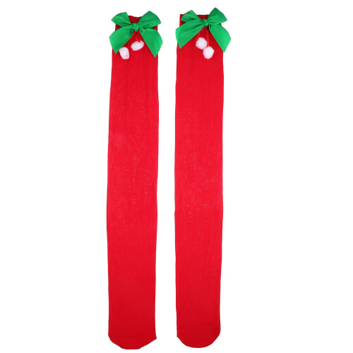 par de calcetines navideños cálidos para niñas