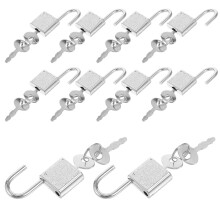 10 unid mini cadeados quadrados liga zinco com chave