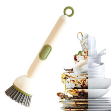Kitchen Brushes for Dishes Rotating Dish Brush Long Handle Scrubber for Pots Pans Bottle Sink Stove Crevices Light Green