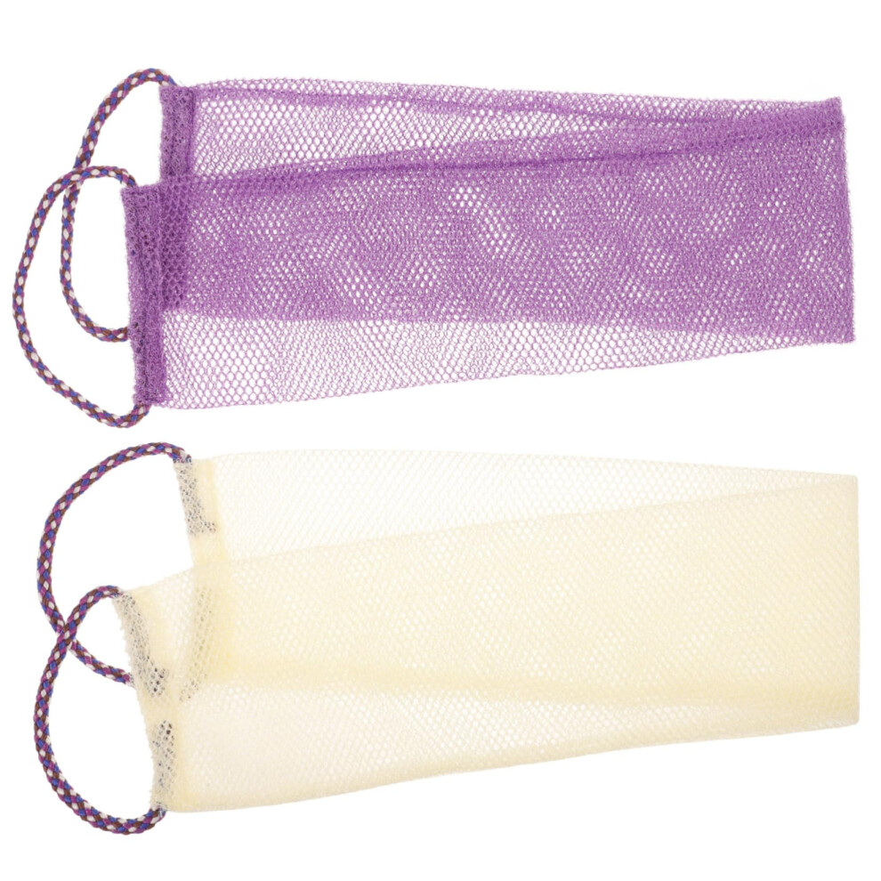 Cream 2 Pieces Exfoliating Back Scrubber, Bath Exfoliator, Bath Towels For Body Scrub, Exfoliating Scrubber For Men, Luffa Design In Color.