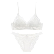 Women's Underwear Set Wireless Triangle Bra Breathable Comfortable Soft Bralette Invisible Sleep Bra 38/85B White