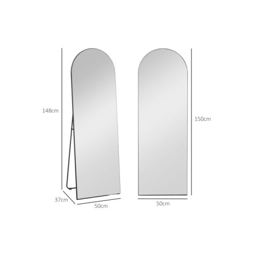 HOMCOM 150cm Arched Full Length Mirror - Black 2