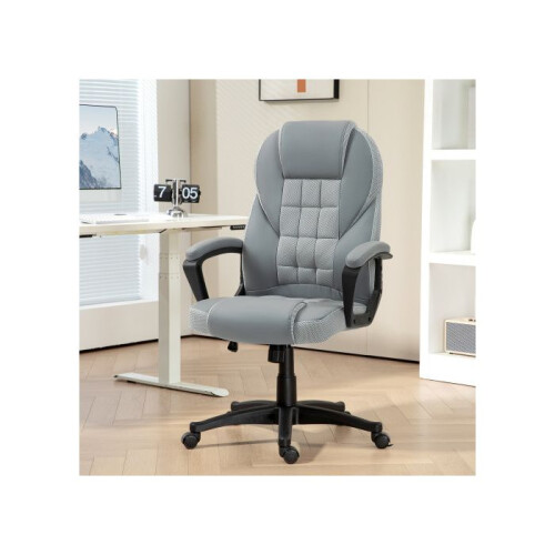 HOMCOM Faux Leather Office Chair - Grey 1