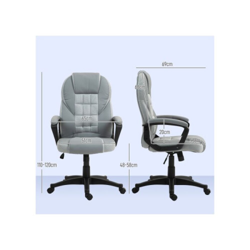HOMCOM Faux Leather Office Chair - Grey 2