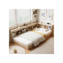 Storage Bed, 3-Foot Single Bed (90x190 cm) Ample Storage Space + Plywood Multi-Functional Bed White Oak Finish