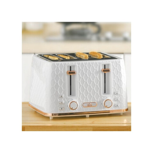 HOMCOM Four-Slice Honeycomb Toaster - White 1