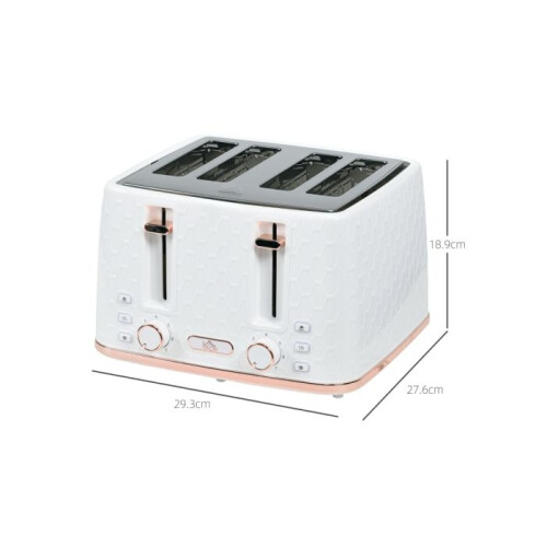 HOMCOM Four-Slice Honeycomb Toaster - White 2