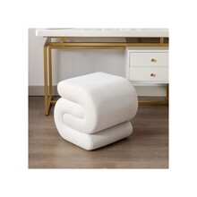 Velvet Ottoman fabric S-shape stool Wavy Pouf Ivory white