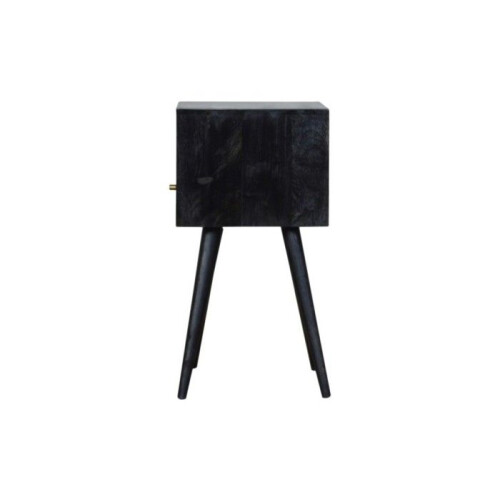 Solid Wood Mini Ash Black Bedside, 1 Drawer, 1 Open Slot, Ash Black 2