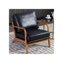 GOMYWAY Accent Chair Mid-Century Modern Chair Armchair with Solid Wood Frame for Living Room, Bedroom, Balcony (1, Black)